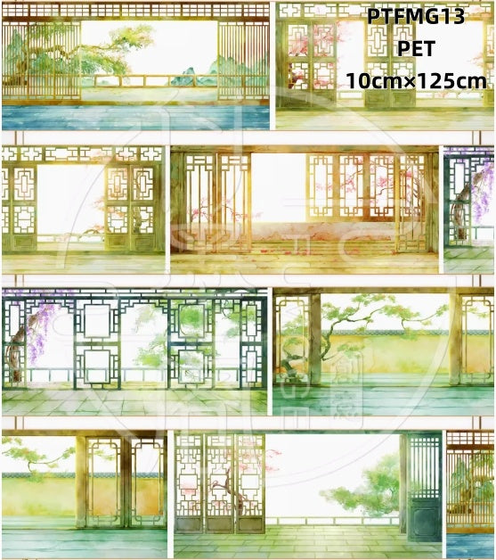 Fu Mo Ge 2 (Acient, General background , byobu , rampart,gate tower,gallery）10 Styles LOOPS
