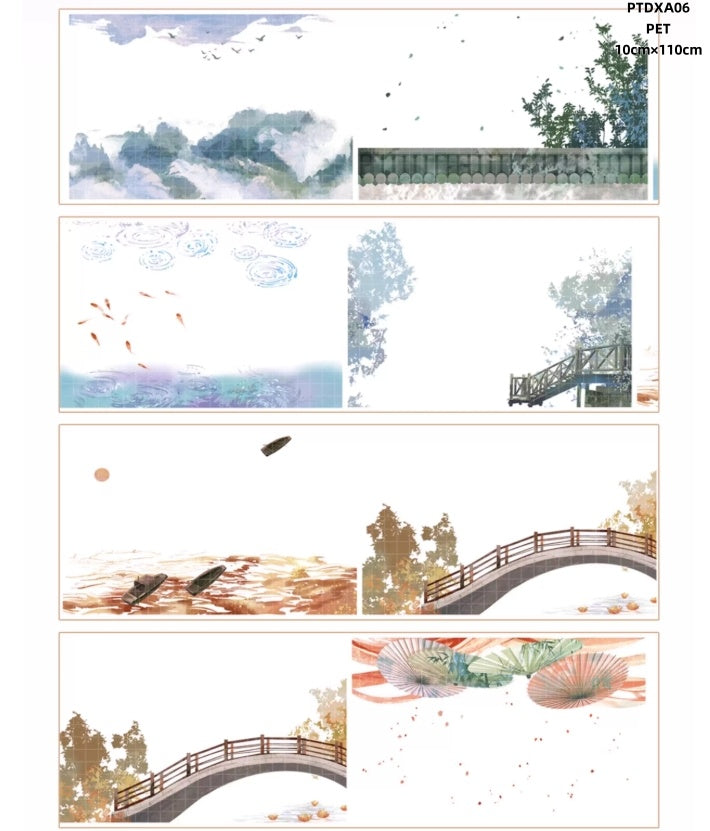 Da Xiang Jun A(Clouds ,Fence , Road ,Bridge ,Autumn scenery ,Log cabin )8 Styles LOOPS