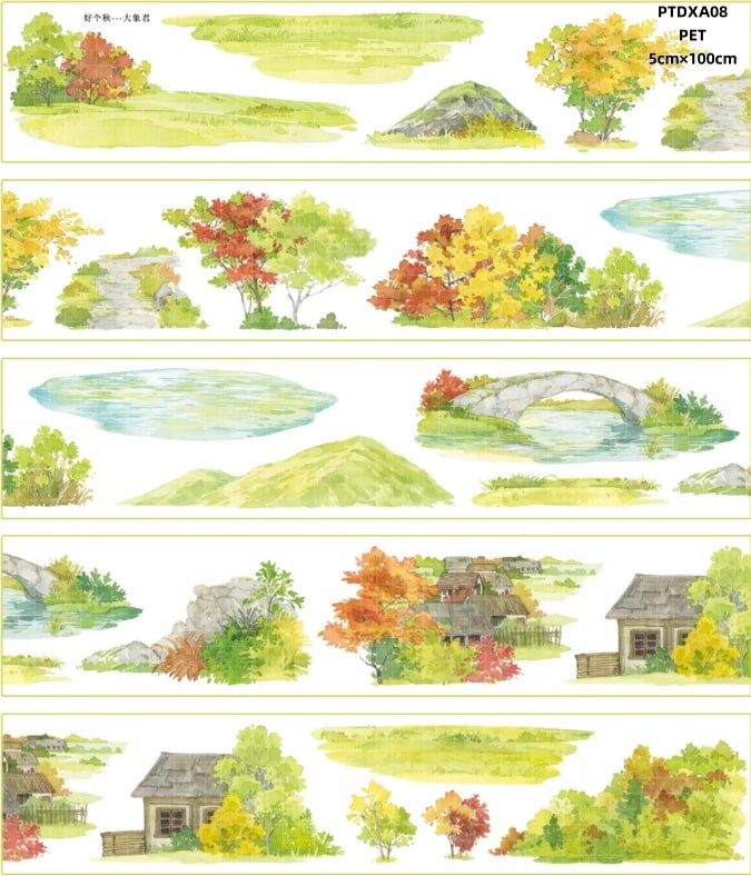 Da Xiang Jun A(Clouds ,Fence , Road ,Bridge ,Autumn scenery ,Log cabin )8 Styles LOOPS