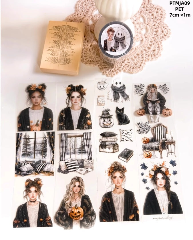Ma.Journaling Dark Night ( European and American girls ,Hallowmas ) 12 Styles LOOPS