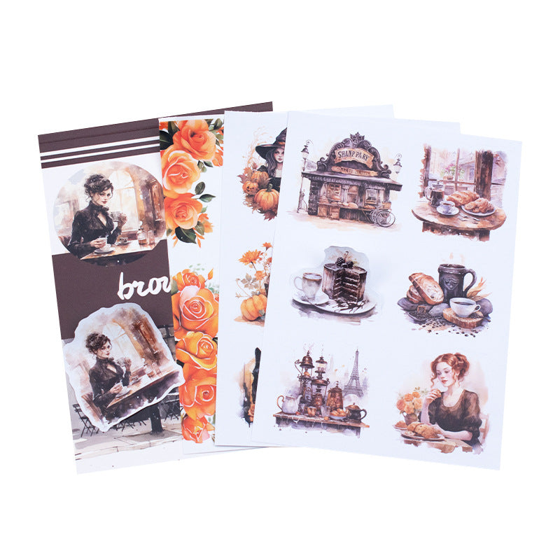 ST-B-18Christmas cross-border die-cutting  retro characters handbook  PET sticker book