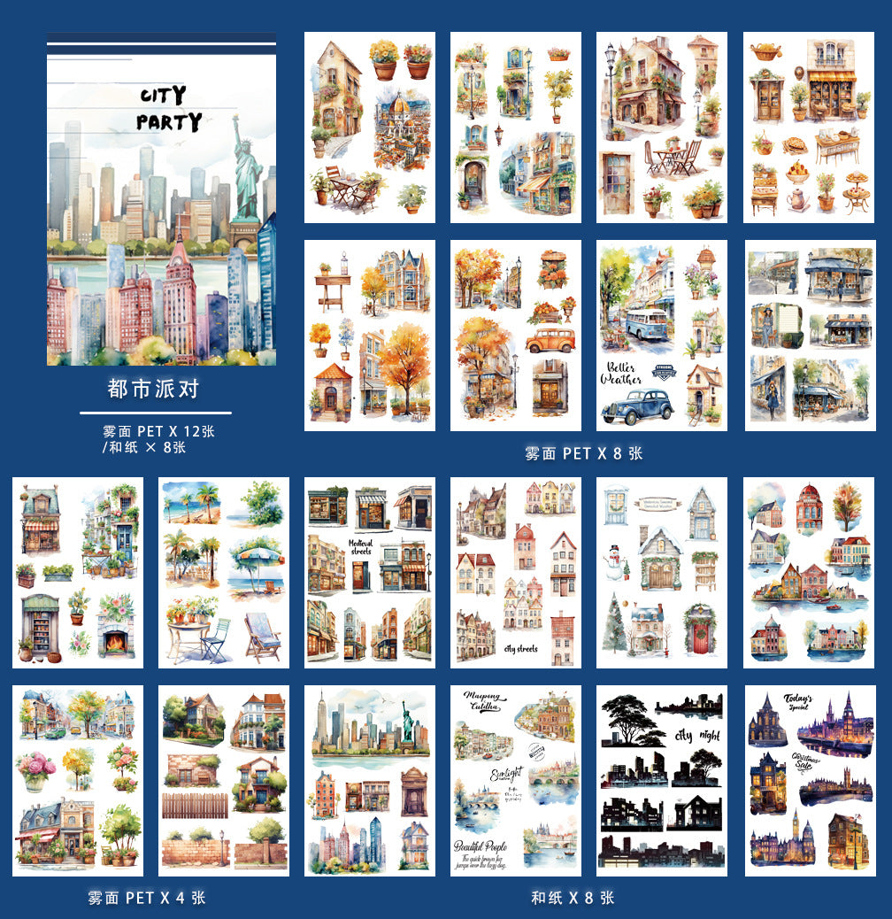 ST-B-16Halloween Art Deco Garbage Handbook Material PET Sticker Book precut