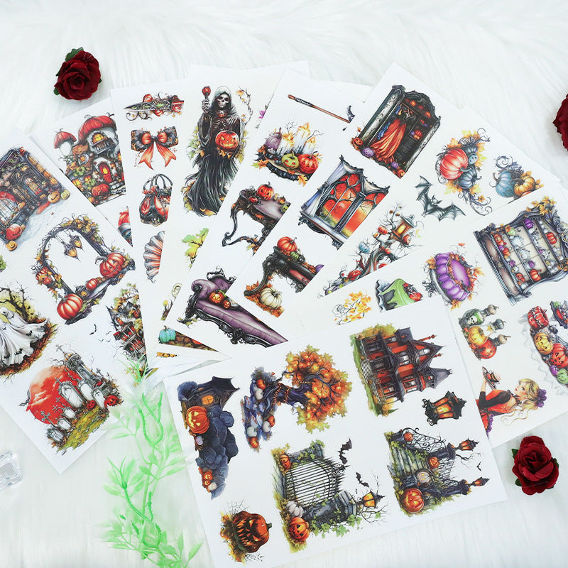 ST-B-19Halloween undead carnival decoration tattoo sticker luminous sticker hand account material pet free cutting sticker book