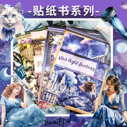 ST-B-20 New Hand Account Creative Sticker Book Ice and Snow World Scenic Character Material Decoration Cut Free Writing Sticker Book