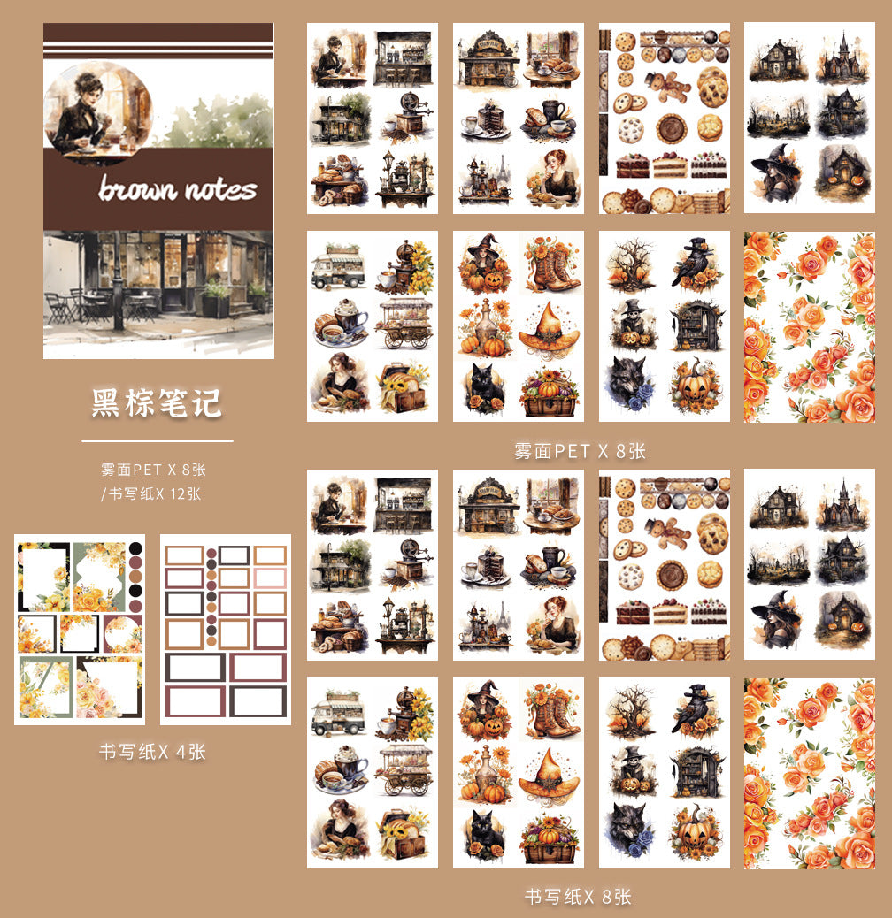 ST-B-18Christmas cross-border die-cutting  retro characters handbook  PET sticker book