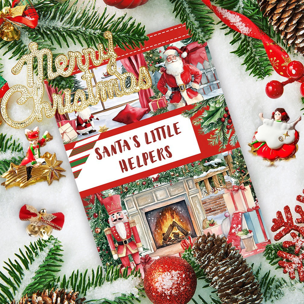 ST-B-23 Christmas hand account material with cutting and die-cutting retro hand account diary decorative landscaping flowers PET sticker book
