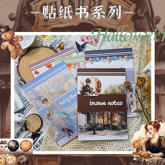ST-B-18Christmas cross-border die-cutting  retro characters handbook  PET sticker book