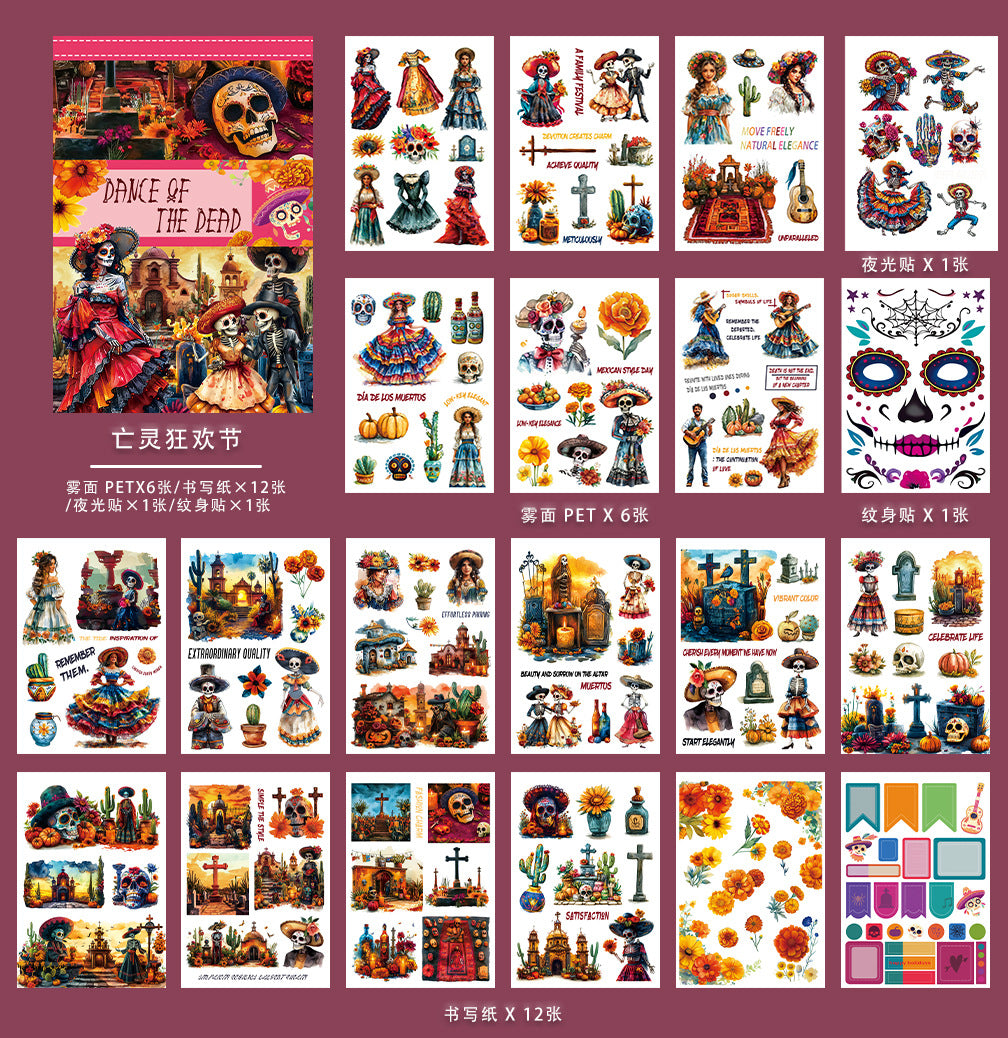 ST-B-19Halloween undead carnival decoration tattoo sticker luminous sticker hand account material pet free cutting sticker book