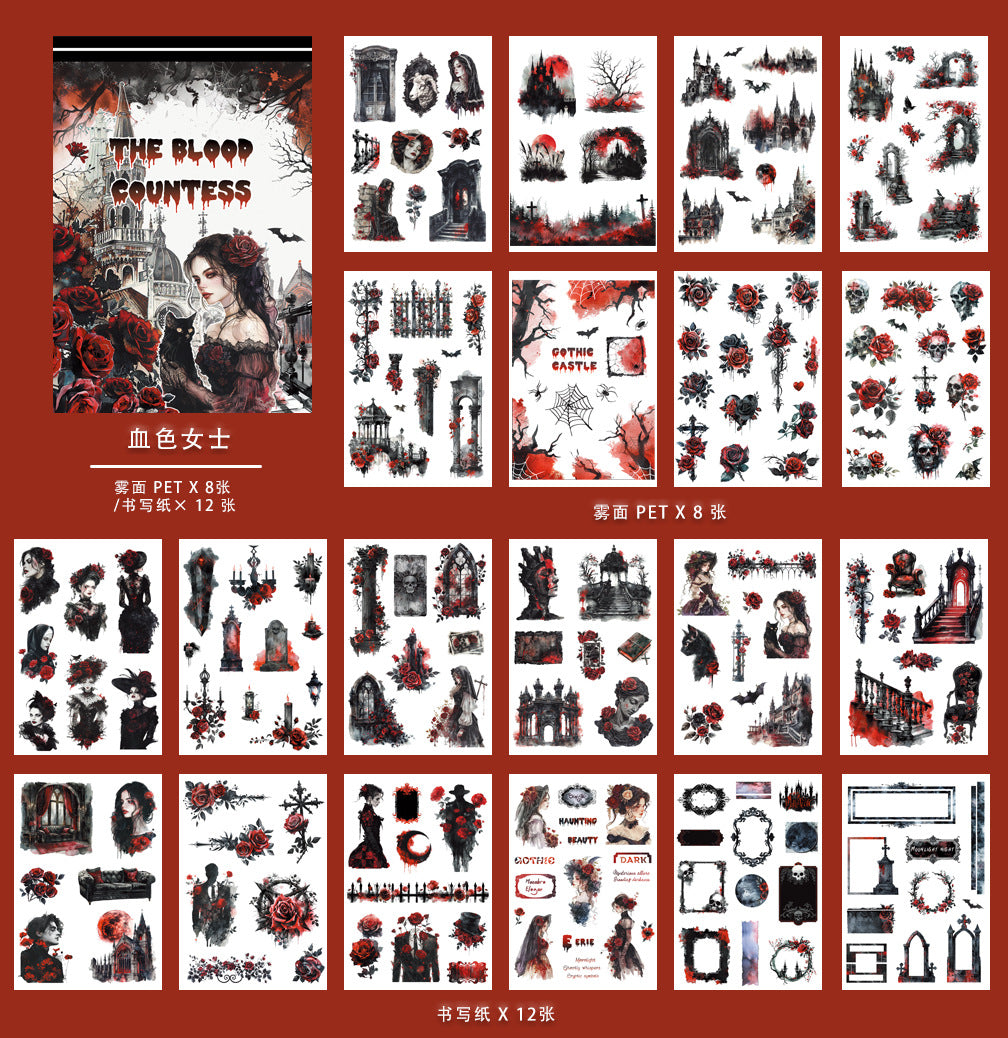 ST-B-16Halloween Art Deco Garbage Handbook Material PET Sticker Book precut