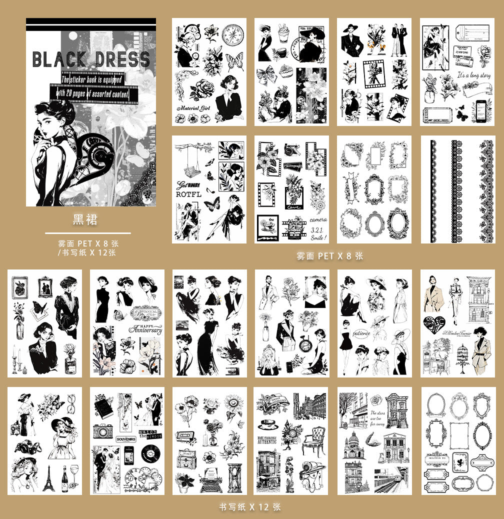ST-B-16Halloween Art Deco Garbage Handbook Material PET Sticker Book precut