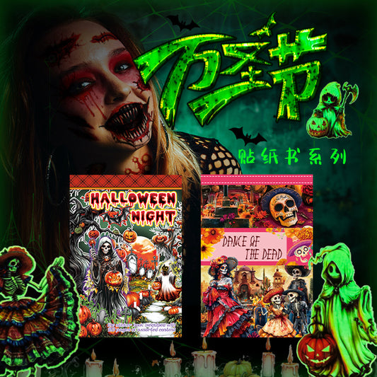 ST-B-19Halloween undead carnival decoration tattoo sticker luminous sticker hand account material pet free cutting sticker book