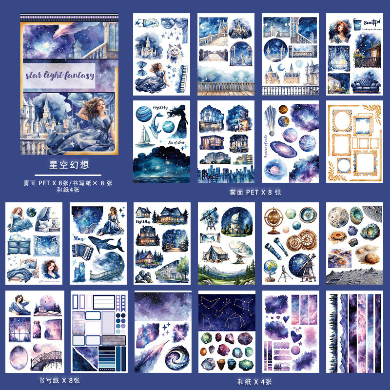 ST-B-20 New Hand Account Creative Sticker Book Ice and Snow World Scenic Character Material Decoration Cut Free Writing Sticker Book